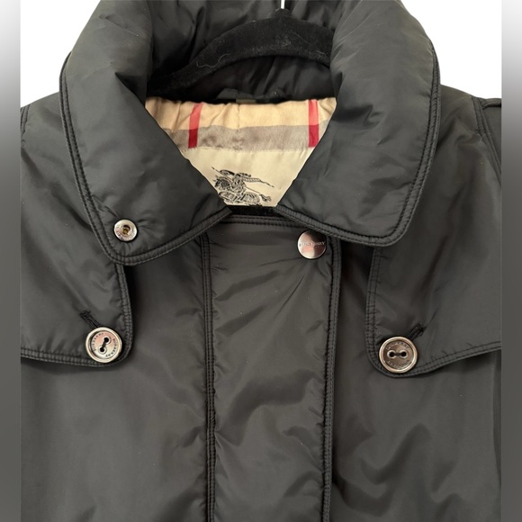 Burberry London Black Insulated Trench Coat Nova Check Packaway Hood US 2 - Picture 8 of 10